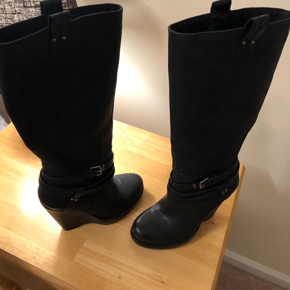 Jessica Simpson Wedge Leather Boots Size 7